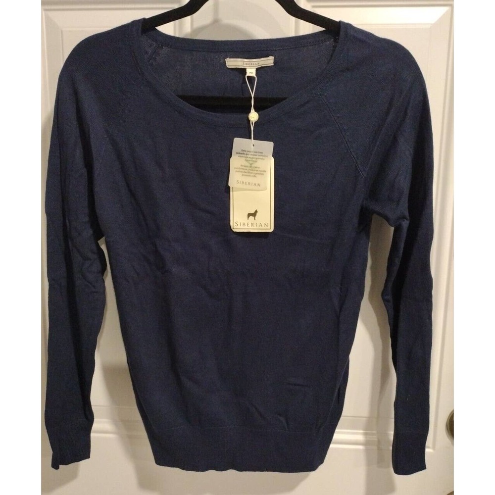 SIBERIAN Navy Pullover Sweater Viscose/ Polyamide Petite Small